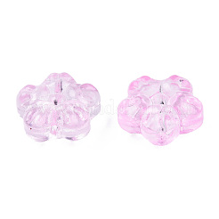 透明なスプレー塗装ガラスビーズ  花  パールピンク  12.5x13x6mm  穴：1mm&nbsp;GLAA-N035-029-C05