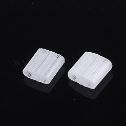 2ホールガラスシードビーズ  模造キャットアイ  長方形  透明  5x4.5~5.5x2~2.5mm  穴：0.5~0.8mm&nbsp;SEED-S023-16C-01