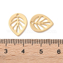 真鍮チャーム  葉のチャーム  18KGP本金メッキ  14x11x1mm  穴：1.2mm&nbsp;KK-L221-018G