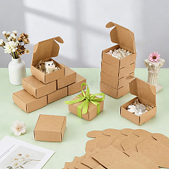 クラフト紙箱  折りたたみボックス  正方形  淡い茶色  5.5x5.5x2.5cm&nbsp;CON-WH0036-02