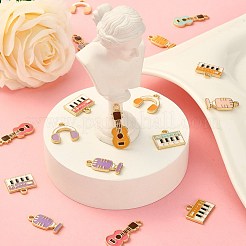 32pcs16スタイル音楽テーマ合金エナメルペンダント  ライトゴールド  楽器の混合形状  ライトゴールド  12.5~23x7~14.5x2mm  穴：2mm  2個/スタイル&nbsp;ENAM-CJ0002-64