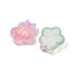 不透明な樹脂の花のカボション  ちょう結びに  ツートン  ミックスカラー  22x21x8mm&nbsp;RESI-R465-03