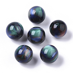 樹脂ビーズ  天然石風  ラウンド  ダークシアン  20mm  穴：2mm&nbsp;X-RESI-S387-015B-04