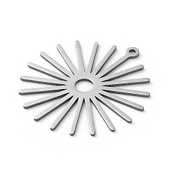 変色しない201ステンレススチールペンダント  レーザー切断  太陽のチャーム  ステンレス鋼色  38x35x1mm  穴：1.6mm&nbsp;STAS-D041-03P