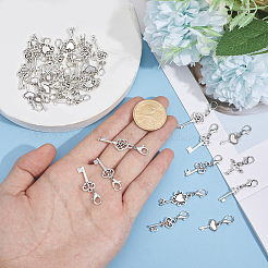 36個 9スタイル キー合金ペンダント装飾  合金製カニカン付き  アンティークシルバー  26~40mm  4個/スタイル&nbsp;HJEW-GO00259