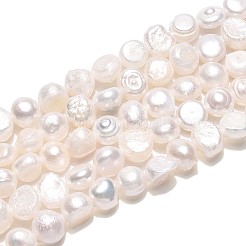 天然養殖淡水パールビーズ連売り  ナゲット  乳白色  6~6.5x6~8x2.5~6mm  穴：0.4~0.5mm  約55~56個/連  13.19~13.58''（33.5~34.5センチメートル）&nbsp;PEAR-T006-18C