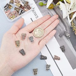 チベット風合金ビーズ  王冠と頭蓋骨  ミックスカラー  16x12x6mm  穴：2mm  4色  6個/カラー  24個/箱&nbsp;TIBEB-FH0001-02
