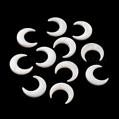 天然淡水シェルビーズ  ムーン  ホワイト  20x17.5x3.5mm  穴：1mm&nbsp;SHEL-H003-05