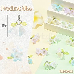 16PCSアクリルパーツ  真鍮製の金具と304ステンレススチール製の丸カン付き  花  プラチナ  26mm&nbsp;PALLOY-FS00075