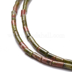 天然石ユナカイトビーズ連売り  染色されていない  コラム  3.8~4.3x2.4mm  穴：0.9mm  約87個/連  14.88~15.12インチ（37.8~38.4cm）&nbsp;G-M389-09