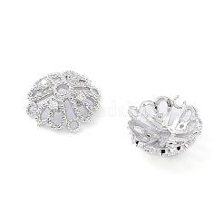ラックメッキ真鍮キュービックジルコニアビーズキャップ  花  プラチナメッキ  10x3.4mm  穴：1.2mm&nbsp;KK-A183-77P