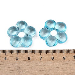 透明ガラスビーズ  花  空色  24x25x7mm  穴：6mm&nbsp;GLAA-F129-01J