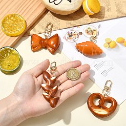 1セット4個、4種類の模造アルカリ水パンキーホルダー  プラチナ  混合図形  オレンジ  3~8×3-6×1.4~2.5cm&nbsp;ST-CJ0028-10