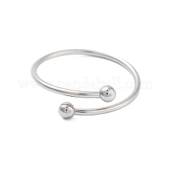 304ステンレススチールラウンドラップオープンカフリング女性用男性用  ステンレス鋼色  内径：17mm&nbsp;RJEW-Z071-01P