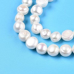 天然養殖淡水パールビーズ連売り  研磨両側  乳白色  7~8x7~9x4~6.5mm  穴：0.7mm  約46~47個/連  13.78~13.98''（35~35.5センチメートル）&nbsp;PEAR-N014-07J