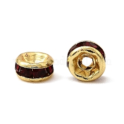 真鍮製A級ラインストーンスペーサービーズ  黄金メッキ  ロンデル  ニッケルフリー  シャム  4x2mm  穴：0.8mm&nbsp;LS-RSB034NF-09G