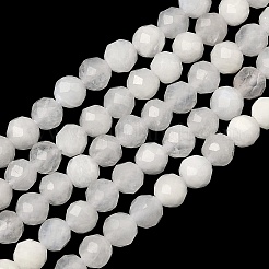 天然レインボー ムーンストーン ビーズ 連売り  ラウンド  多面カット  4~4.5mm  穴：0.7mm  約45~55個/連  7.68~7.87''（19.5~20センチメートル）&nbsp;G-B168-A11-4mm