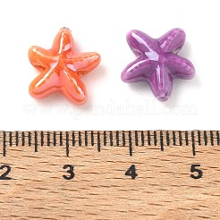 手作りの陶器ビーズ  光沢釉の磁器  ヒトデ  ミックスカラー  12x13x5mm  穴：2mm&nbsp;PR-CBA91FD-01
