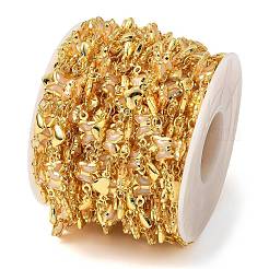 真鍮リンクチェーン  ガラスと  溶接されていない  スプールで  蝶＆ハート  18KGP本金メッキ  13x6.5x4mm  約32.81フィート（10m）/ロール&nbsp;CHC-K016-08G