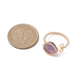 銅線で巻かれた半円形の天然アメジストの女性用カフリング  内径：19mm&nbsp;RJEW-TA00137-04