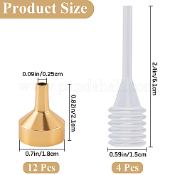 アルミ漏斗  プラスチックスプリングトランスファーピペット付きホッパー  ゴールドカラー  21x18mm  穴：2.5mm&nbsp;DIY-GF0010-45D