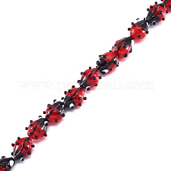 手作りランプワークビーズ連売り  てんとう虫  レッド  10.5~14x9~11x5~8mm  穴：1~2mm  約20個/連  8.86インチ〜9.06インチ（22.5~23cm）&nbsp;LAMP-TA0002-01