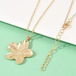 女性用合金フラワーペンダントと鉄チェーンネックレス  ゴールドカラー  16.73インチ（42.5cm）&nbsp;NJEW-A066-01G