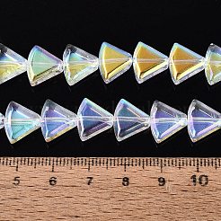 電気メッキ透明ガラスビーズ連売り  三角形  ABカラーメッキ  クリアAB  10~10.5x12~12.5x4~5mm  穴：0.9~1mm  約50個/連  19.88~20.08インチ（50.5~51cm）&nbsp;EGLA-N057-12A-01