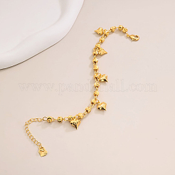 女性用ヴィンテージビーチ真鍮ハートタッセルアンクレット  18KGP本金メッキ  6-3/4インチ（170mm）&nbsp;QQ1110-2