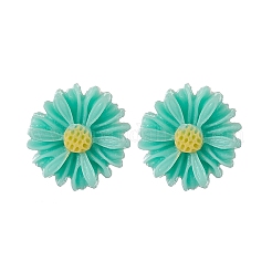 樹脂の花のスタッドのピアス  女性用ゴールデン 304 ステンレススチール ジュエリー  ミックスカラー  13.5mm  ピン：0.7mm&nbsp;EJEW-JE05230