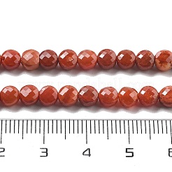 天然赤瑪瑙（染色・加熱）ビーズ連売り  多面カット  フラットラウンド  5~5.5x3~3.5mm  穴：0.8~1mm  約80~81個/連  15.16~15.24インチ（38.5~38.7cm）&nbsp;G-C179-A26-01