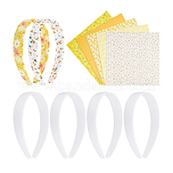 プラスチックヘアバンド5個  綿生地5枚付き  ミックスカラー  140x115x26mm  内径：112mm&nbsp;OHAR-PH0001-34