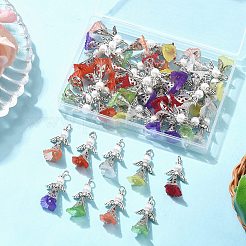 ガラスパールとアクリルペンダント50個  天使  鉄パーツ  ミックスカラー  29mm&nbsp;PALLOY-JF03947