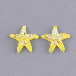 樹脂カボション  シェルチップ付き  ヒトデ/海星  ミックスカラー  24x25.5x5mm&nbsp;CRES-T010-03