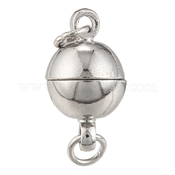 プラチナ真鍮製ループ付きマグネットクラスプ  ニッケルフリー  14x8mm  穴：2mm  丸カン：4x0.7ミリ&nbsp;X-KK-MC020-NF