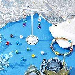Nbead手作りのナザールボンジュウランプワークビーズ連売り  コラム  ミックスカラー  8.5x6~7mm  穴：2mm  約53~56個/連  13.78インチ〜14.17インチ（35cm〜36cm）&nbsp;LAMP-NB0001-49D
