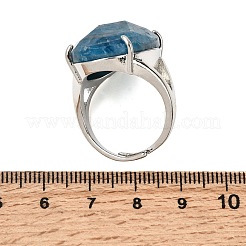 天然アパタイトの指輪  真鍮製リング  多面的な卵  ラックめっき  19mm&nbsp;RJEW-C154-01J