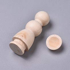 未完成の空白の木製人形  DIYの手塗りの工芸品のため  女の子  バリーウッド  67x24.5mm  キャップ：20x9.5mm&nbsp;DIY-WH0079-86B