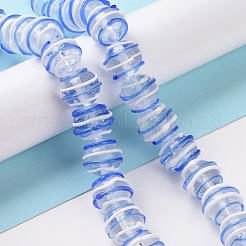 ラウンド ハンドメイド クリア ランプワーク ビーズ 連売り  コーンフラワーブルー  13~13.5x11.5mm  穴：1.2mm  約30個/連  13.58~13.78インチ（34.5~35cm）&nbsp;LAMP-G150-02B