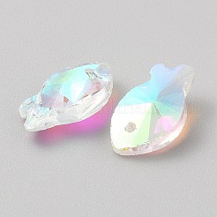 ガラスチャーム  魚  9x17x6mm  穴：1.4mm&nbsp;FIND-WH0152-667C