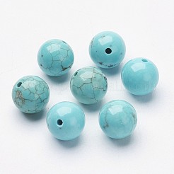 天然石ハウライトビーズ  染め＆加熱  片穴  ラウンド  ターコイズ  8~8.5mm  穴：1mm&nbsp;X-G-P212-8mm