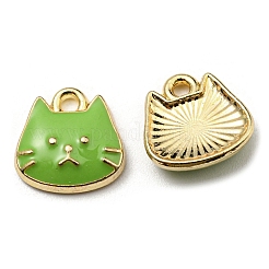 金メッキ合金チャーム  エナメル  カドミウムフリー＆ニッケルフリー＆鉛フリー  猫の形のチャーム  ミックスカラー  11x11x3mm  穴：1.6mm&nbsp;X-ENAM-L042-01G