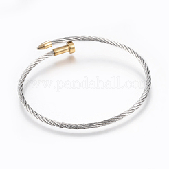 304ステンレススチールジュエリーセット  調整可能なバングルとリング  ゴールデン·ステンレス鋼色  56mm  18mm&nbsp;SJEW-H123-01GP