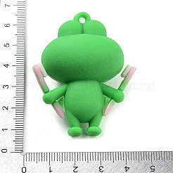 PVCプラスチックの大きなペンダント  カエル  ピンク  50.5x42x23.5mm  穴：3mm&nbsp;PVC-M002-02C