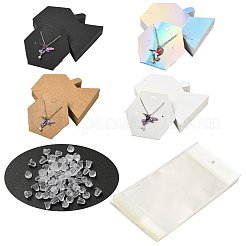 紙ジュエリーディスプレイカード40枚。  長方形のOPP透明プラスチックバッグ40個付き  80個のプラスチック製イヤーナット  六角  ホワイト  10.35x8.5x0.05cm&nbsp;CDIS-FS0001-32B