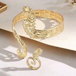 タツノオトシゴ合金カフバングル＆カフリングセット  ゴールドカラー  内径：68mm&nbsp;WG48924-01