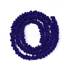 曇った不透明なガラスビーズの連売り  三角形  多面カット  ダークブルー  3~3.5x4~4.5x4~4.5mm  穴：0.8mm  約121~131個/連  14.37~15.35インチ（36.5~39cm）&nbsp;GLAA-N017-4mm-20