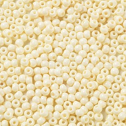 焼付塗装ガラスシードビーズ  ラウンド  古いレース  4x3mm  穴：1.2mm  約7650個/ポンド&nbsp;SEED-H002-I-A518