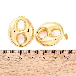 楕円形 304 ステンレススチール スタッド イヤリング  ゴールドカラー  26.5x23mm&nbsp;EJEW-A125-79B-G