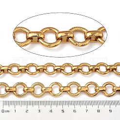 304ステンレススチールフラットラウンドリンクチェーン  溶接されていない  イオンプレーティング（ip）  スプールで  ゴールドカラー  10x3.5x6mm&nbsp;CHS-Z008-02G